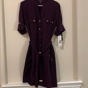 Plum trench coat dress